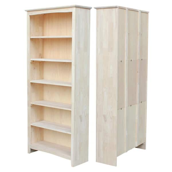 International Concepts 72 in. Unfinished Wood 6 shelf Standard Bookcase with Adjustable Shelves SH 3227A The Home Depot