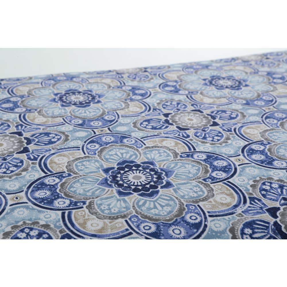 Keyzu Medallion Blue and Gray Outdoor Square Pillow Set
