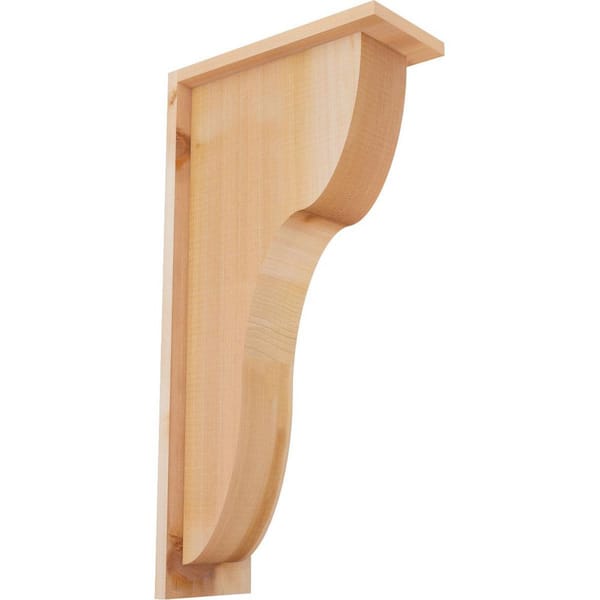 Ekena Millwork 5-1/2 in. x 12 in. x 24 in. Western Red Cedar Carmel Smooth Corbel with Backplate