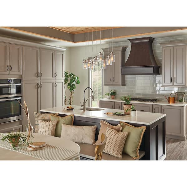 Brinley 25.5 in. 8-Light Brushed Nickel Vintage Industrial Shaded Linear Chandelier for Dining Room