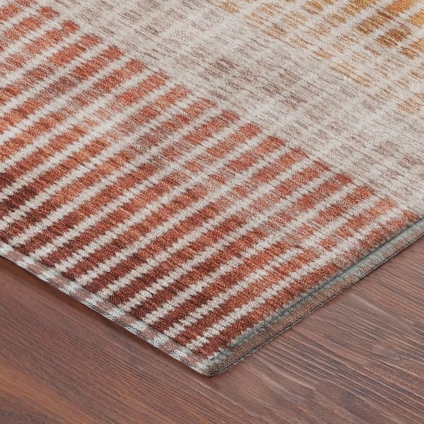 Mayfield Premium Machine Washable Abstract AMF2313 Terracotta 8 ft. x 10 ft. Area Rug