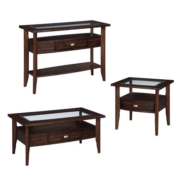 Furniture of America Hosea 3Piece 44 in. Dark Walnut Rectangle Glass