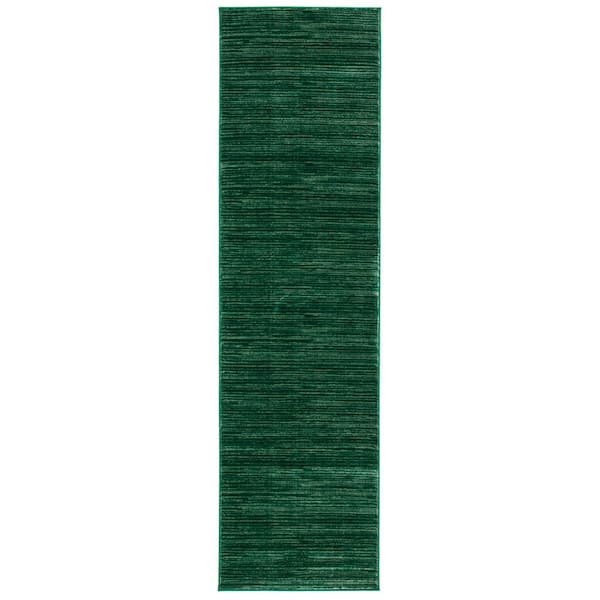 Vision 2 X 8 Dark Green Solid Color Runner Rug