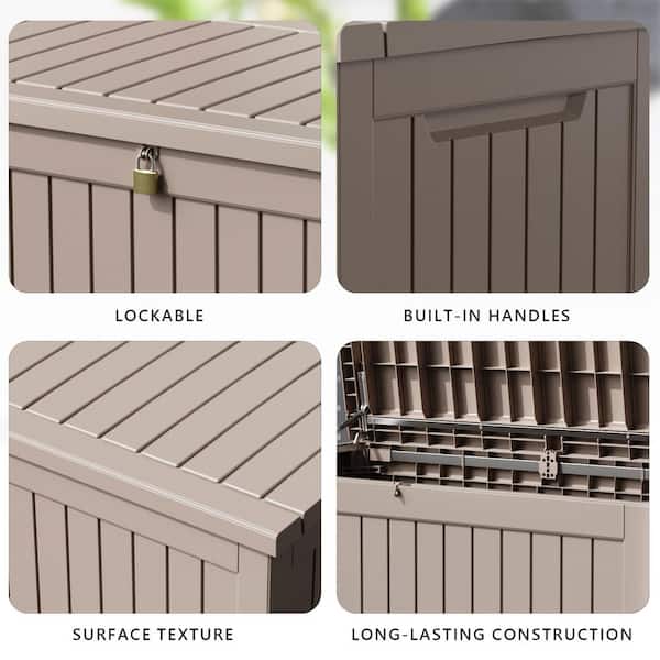 TARKARI 100 Gallon Lockable Resin Deck Box, Waterproof & UV