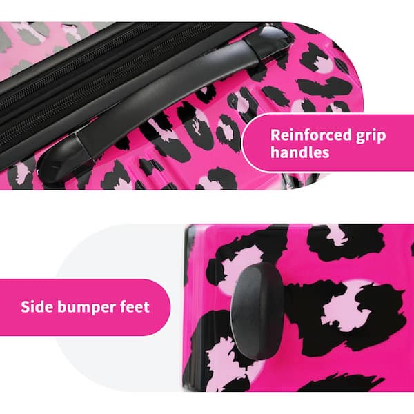 Merax Lightweight Durable 3-Piece Hot Pink Leopard Expandable PC