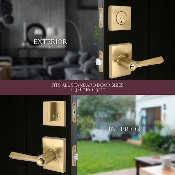 Wilshire Brushed Gold Single Cylinder Door Lever Combo Pack Featuring Dual Keyway
