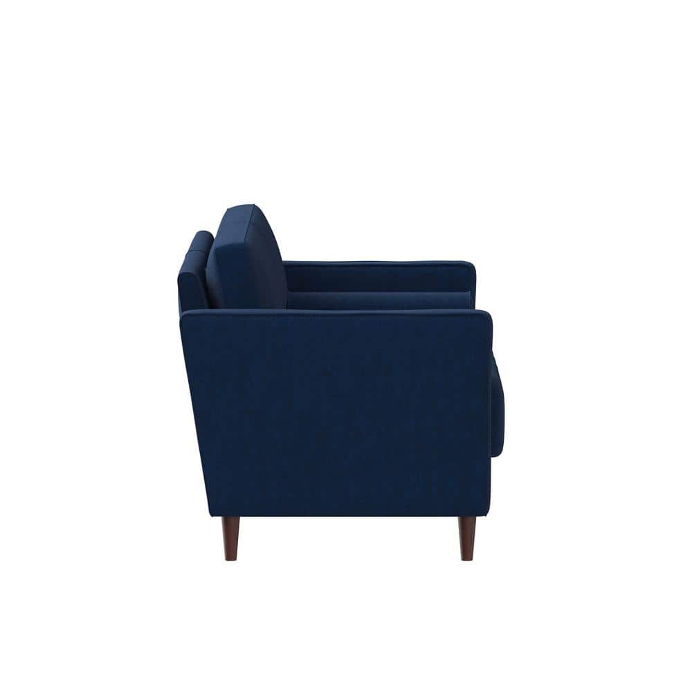 Navy Tufted Microfiber Loveseat with Wood Frame and Removable Cushions