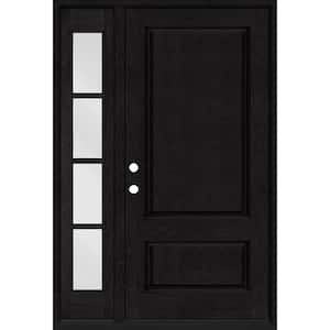Regency 53 in. x 80 in. 2Panel 3/4-Squaretop RHIS Onyx Stain Fiberglass Prehung Front Door with w/4Lite 14in.SL