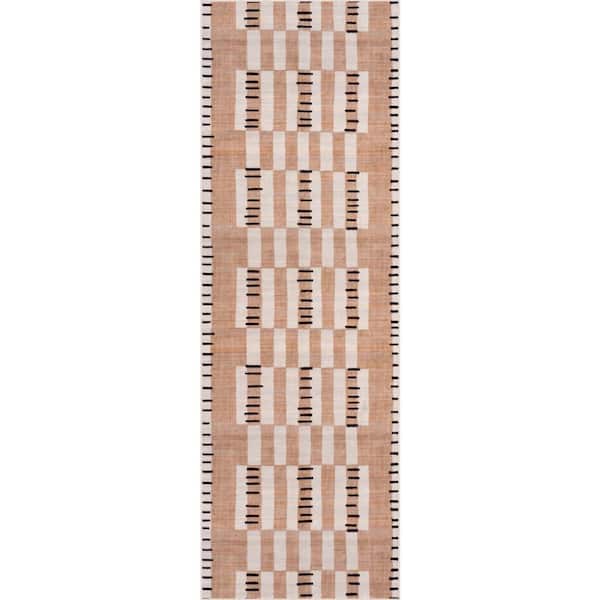Galisse Striped Washable Area Natural 3 ft. x 8 ft. Indoor Runner Rug