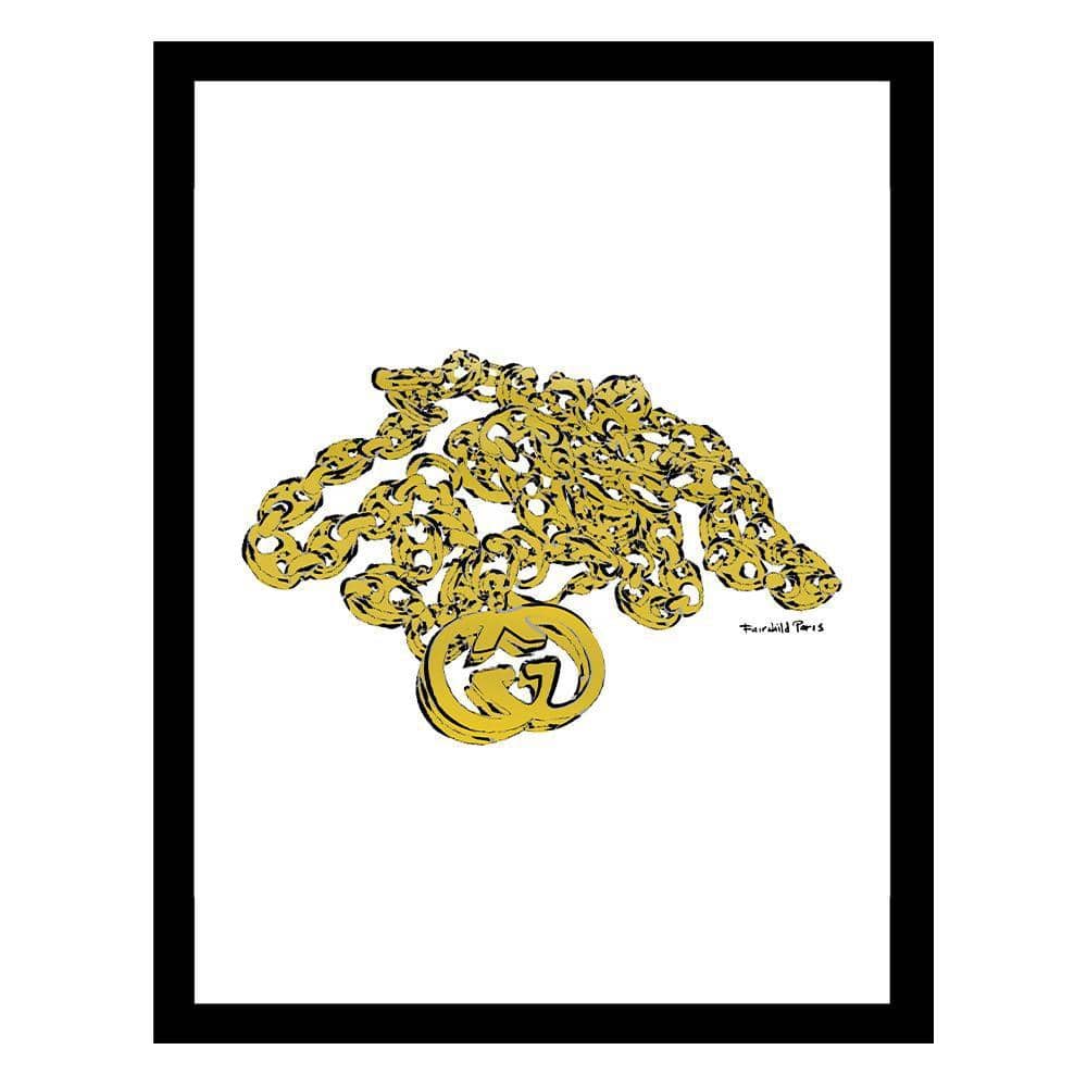 Fashion Designer Gold Chain by Fairchild Paris 1 Piece Framed Graphic Print Abstract Poster Art Print 18 in. x 14 in. price history on PriceWatchPro