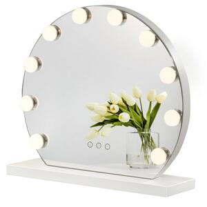 16 in. x 14.5 in. Lighted Tabletop Makeup Mirror in White