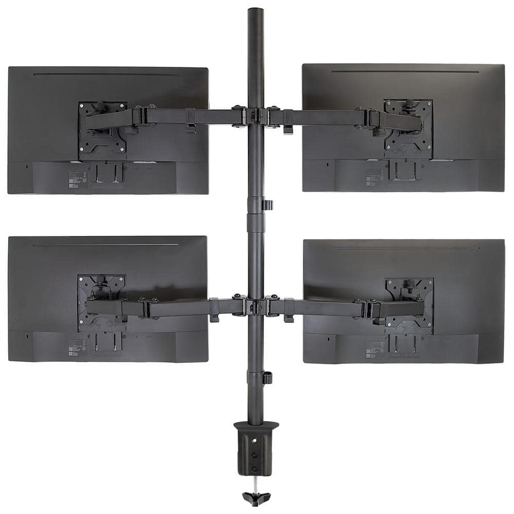 Black Steel Adjustable Quad Monitor Desk Mount