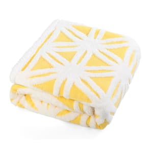 Yellow and White Super Soft Flannel Warm Throw Blanket Lightweight Microfiber Blanket 50 in. x 60 in.