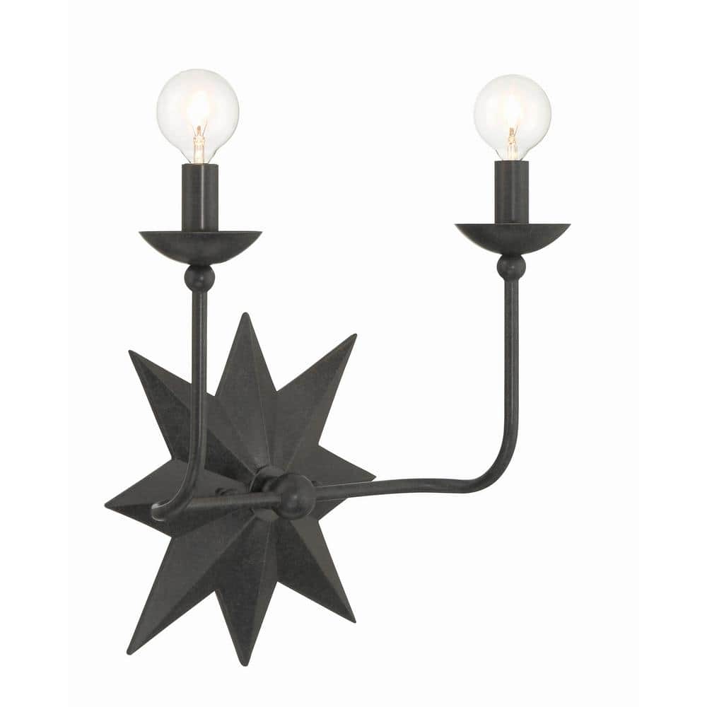 Astro Collection Dual-Light Black Dimmable Sconce
