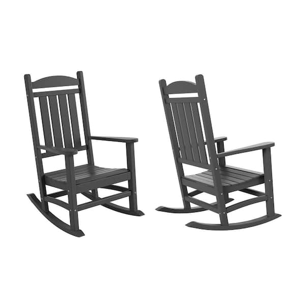 Kenly Gray Classic Plastic Outdoor Rocking Chair (Set of 2)