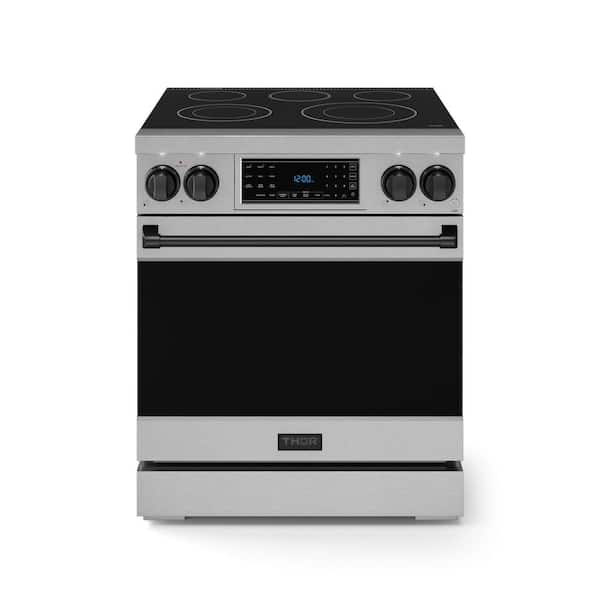 Ramsay Series 30 in. 5-Burner Elements Freestanding Electric Range in Stainless Steel and Matte Black with Air Fryer