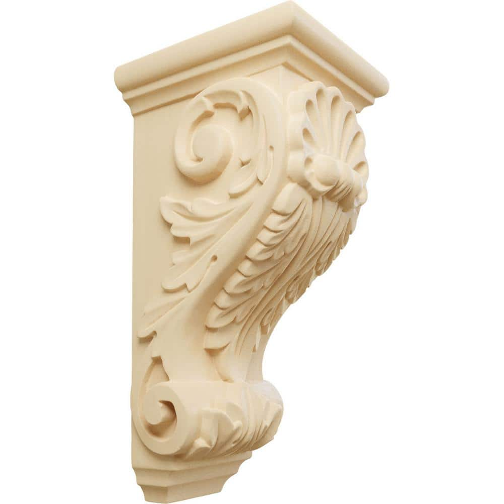 Ekena Millwork 5 in. x 4-1/2 in. x 10 in. Unfinished Wood Maple Medium  Shell Corbel CORW04X05X10SHMA - The Home Depot