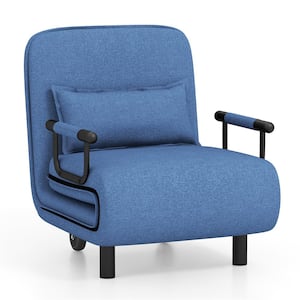 25 in. Width Big and Tall Blue Polyester Convertible Ergonomic Recliner