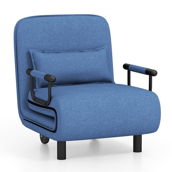 Costway 25 in. Width Big and Tall Blue Polyester Convertible Ergonomic Recliner