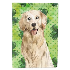 11 in. x 15-1/2 in. Polyester Shamrocks Golden Retriever 2-Sided 2-Ply Garden Flag