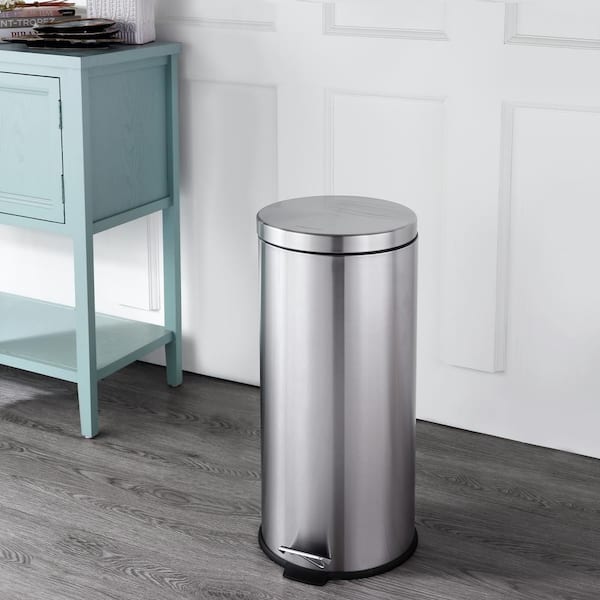 Oscar 8 Gal. Step-Open Stainless Steel Trash Can with Free Mini Trash Can