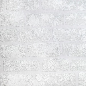 Lincolnshire Brick Paintable Luxury Vinyl White & Off-White Wallpaper Sample