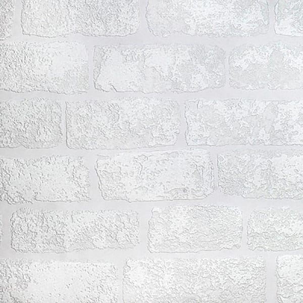 Anaglypta Lincolnshire Brick Paintable Luxury Vinyl White & Off-White Wallpaper Sample