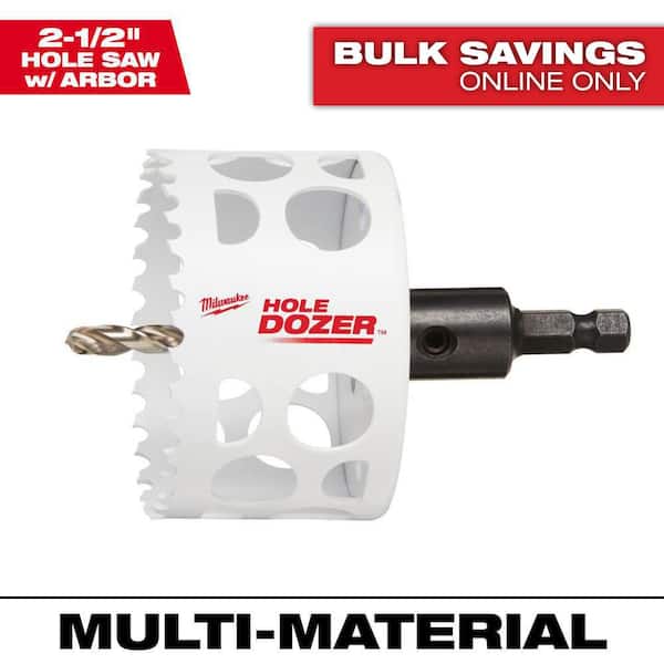 Milwaukee 2-1/2 in. Hole Dozer Bi-Metal Hole Saw with 3/8 in. Arbor & Pilot Bit