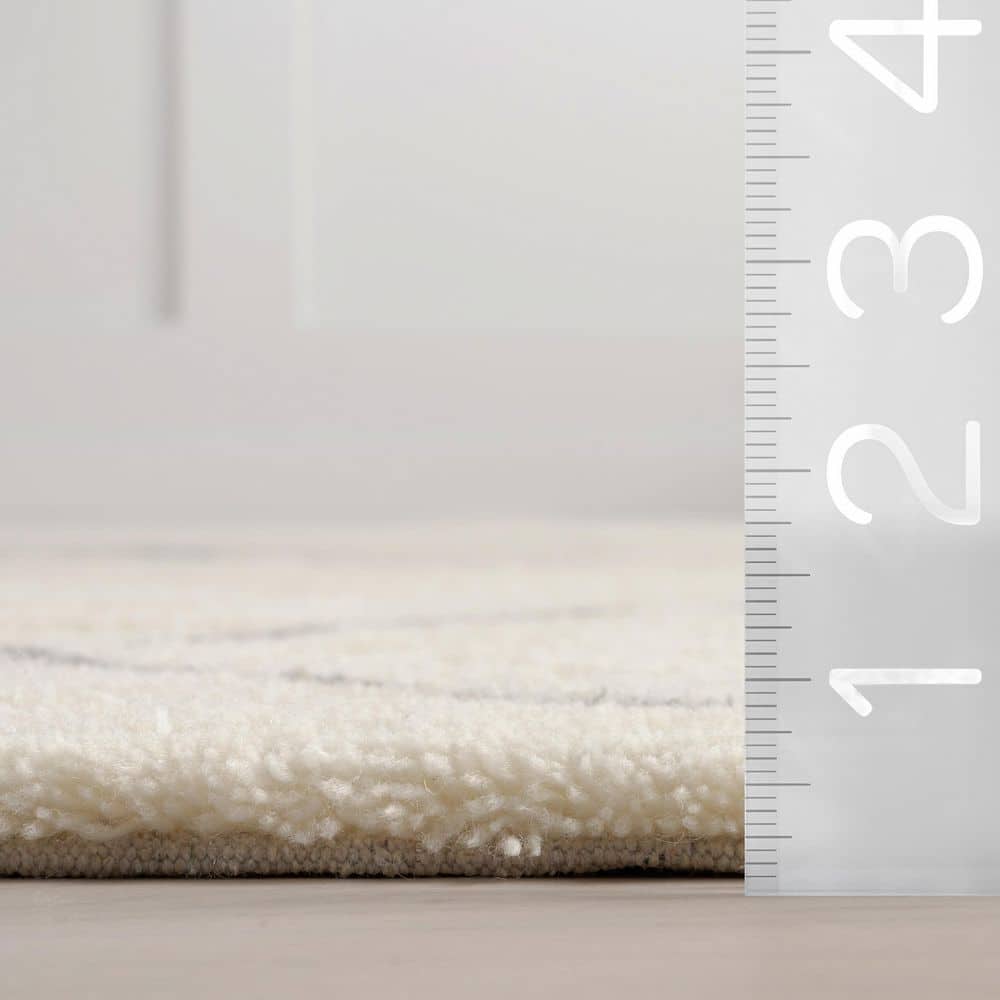 Ivory Handmade Wool Trellis Rectangular Area Rug, 5' x 8'