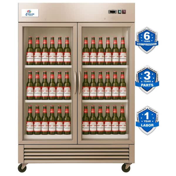 54 in. 47 cu. ft. Commercial Glass Door Reach in Refrigerator in Stainless Steel