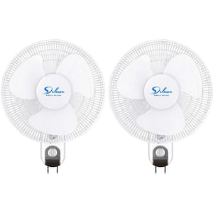 16 in. Indoor White Wall Mount Fan with Adjustable Tilt and Quiet Operation Household Oscillating (2-Pack)