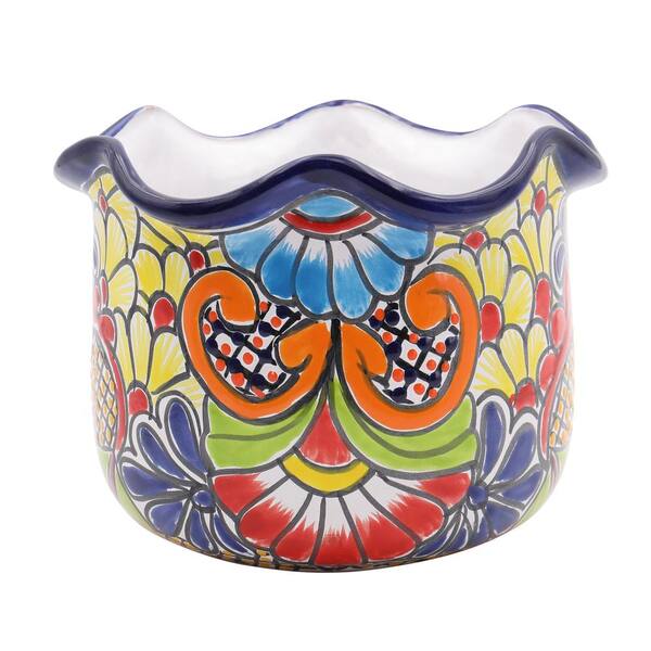 Ravenna Pottery Talavera 9 in. Multi-Color Japanese Style Ceramic Planter