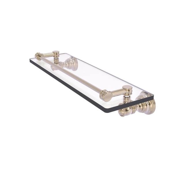 Allied Brass Carolina Collection 16 in. W x 3.3 in. H x 5.54 Glass Rectangular Shelfl in Antique Pewter with Gallery Rail