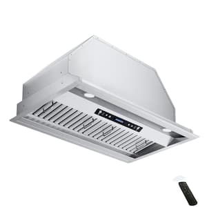36 in. Ducted Insert Range Hood 900CFM in Stainless Steel with LED Light 4 Speed Gesture Sensing&Touch Control Panel