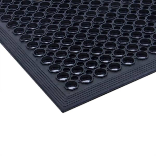 Drainage Black 3 ft. x 5 ft. Rubber Non-Slip Indoor Outdoor Commercial Door Mat