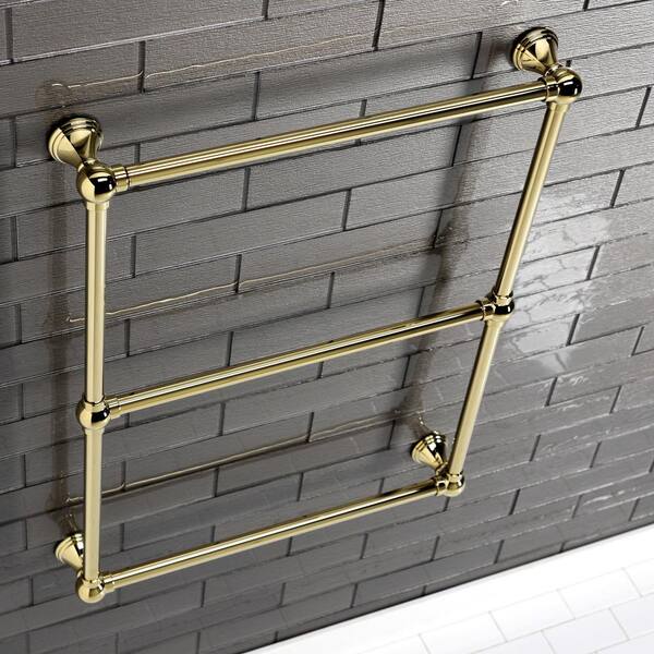 Kingston Brass Maximilien 3 Bar Towel Rack In Polished Brass Hdtc322419pb The Home Depot