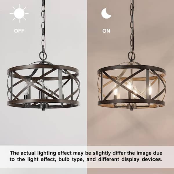 LNC 4-Light Rust Black Drum Cage 
