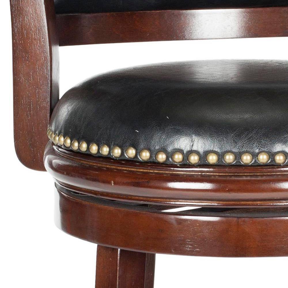 Cappuccino and Black Swivel Bar Stool with Leather Seat
