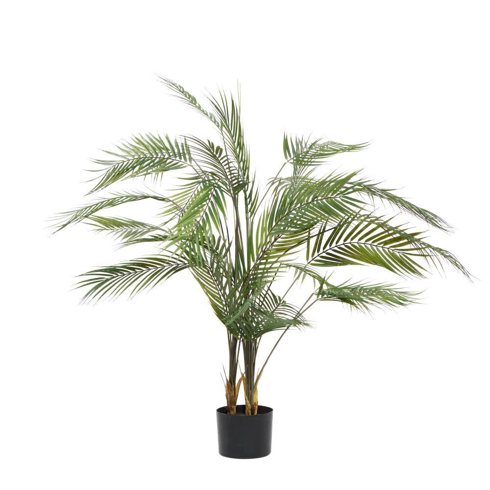 Oversized Green Artificial Palm Plant in Black Plastic Pot