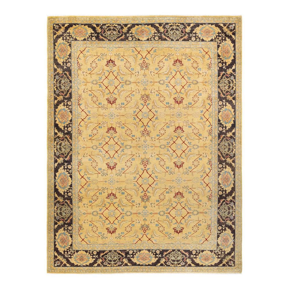 Eclectic Yellow 9 x 12 Oriental Wool Indoor Area Rug price history on PriceWatchPro