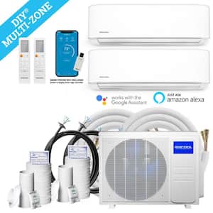 DIY 27,000 BTU 2.25-Ton 2-Zone Ductless Mini Split AC and Heat Pump with 12K Plus 18K and 16,35 ft. Lines