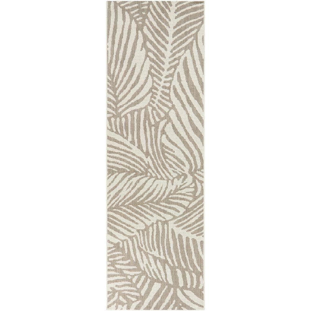Hampton Bay Cream 2 ft. x 7 ft. Runner Palm Indoor/Outdoor Area Rug ...