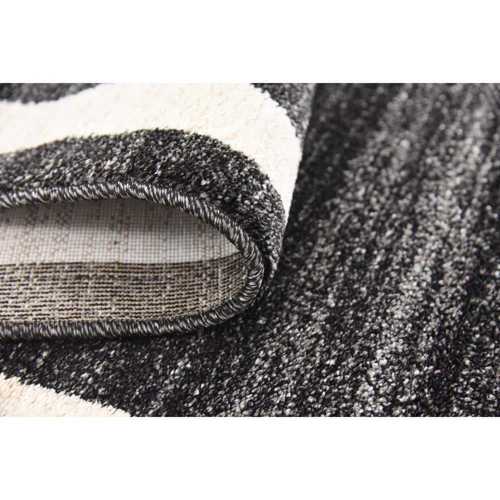 Black and Ivory Rectangular Tufted Area Rug with Border