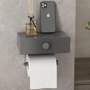 Adhesive Installation Wall Mount Bathroom Stainless Steel Toilet Paper Holder with Wipes Dispenser,Matte Gray