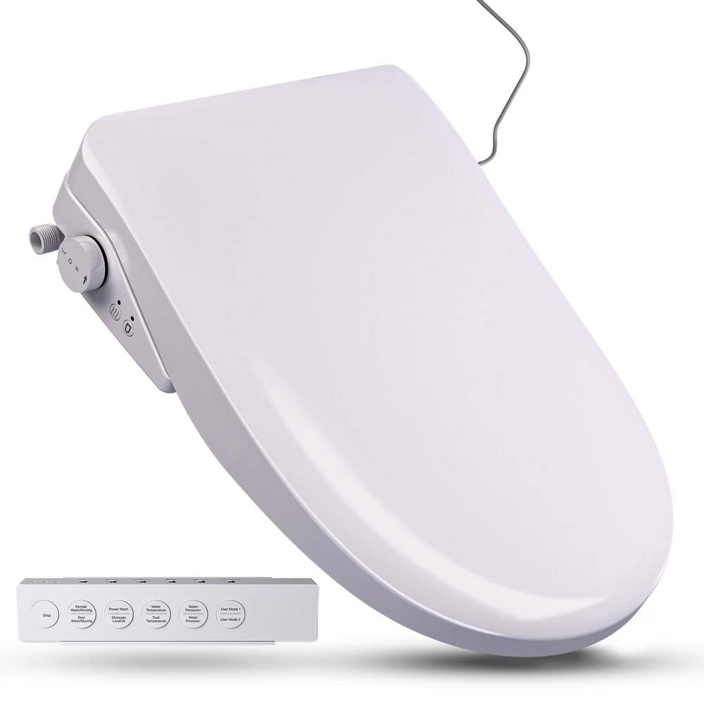 Electric Corded Bidet Seat for Elongated Toilets with Auto Lid, Heated, War
