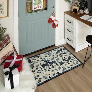 Holiday Forest Blue 2 ft. 6 in. x 4 ft. 2 in. Holiday Area Rug