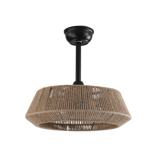 11.6in. Black Downrod Mount Fandelier Ceiling Fan No Bulb(s) Included Reversible DC Motor w/ Remote Control for Bedroom