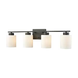 Summit Place 4-Light Oil Rubbed Bronze With Opal White Glass Bath Light