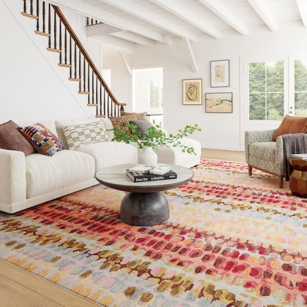 Paint Chip Machine Washable Pastel 4 ft. x 6 ft. Indoor Area Rug