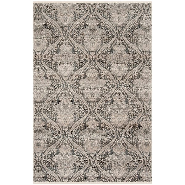 Vintage Persian 8 ft. x 10 ft. Gray/Charcoal Trellis Ornate Area Rug